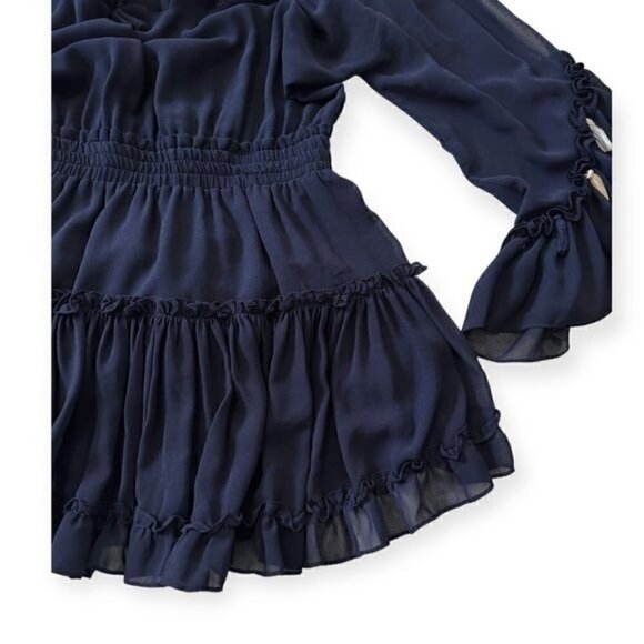 MISA Los Angeles Navy Ruffle Ximena Dress, Size - Picture 10 of 15